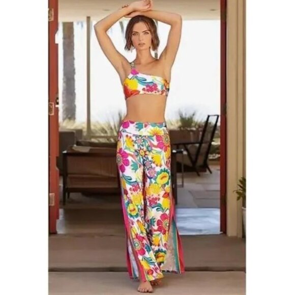 Trina Turk Swim Cover-up Floral Pant Wide Leg Size Medium New With Tag - Picture 4 of 4